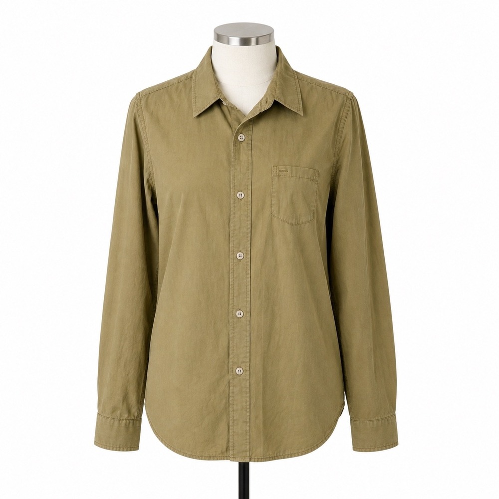 Alex Mill Wash and Go Button Down Shirt Women's Medium Tan Top Business Casual
